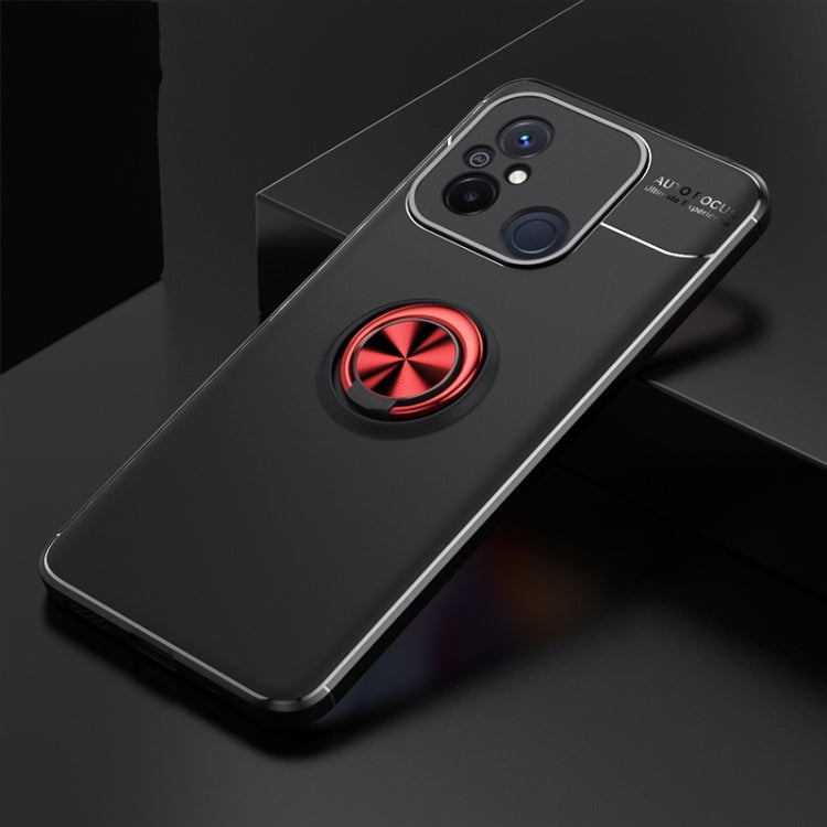 For Xiaomi Redmi 12C Metal Ring Holder 360 Degree Rotating TPU Phone Case(Black Red) - Xiaomi Cases by buy2fix | Online Shopping UK | buy2fix
