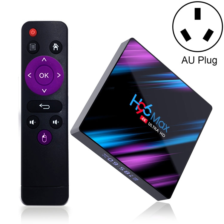 H96 Max-3318 4K Ultra HD Android TV Box with Remote Controller, Android 10.0, RK3318 Quad-Core 64bit Cortex-A53, 4GB+32GB, Support TF Card / USBx2 / AV / Ethernet, Plug Specification:AU Plug - Consumer Electronics by buy2fix | Online Shopping UK | buy2fix