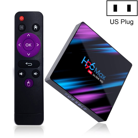 H96 Max-3318 4K Ultra HD Android TV Box with Remote Controller, Android 10.0, RK3318 Quad-Core 64bit Cortex-A53, 4GB+32GB, Support TF Card / USBx2 / AV / Ethernet, Plug Specification:US Plug - Consumer Electronics by buy2fix | Online Shopping UK | buy2fix