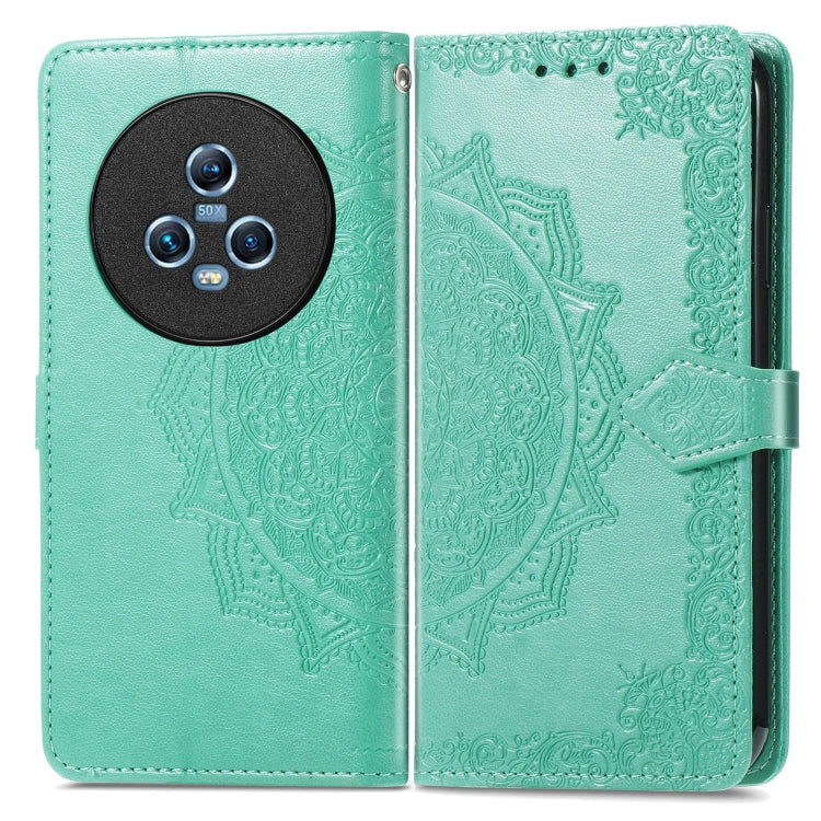 For Honor Magic5 Mandala Flower Embossed Leather Phone Case(Green) - Honor Cases by buy2fix | Online Shopping UK | buy2fix