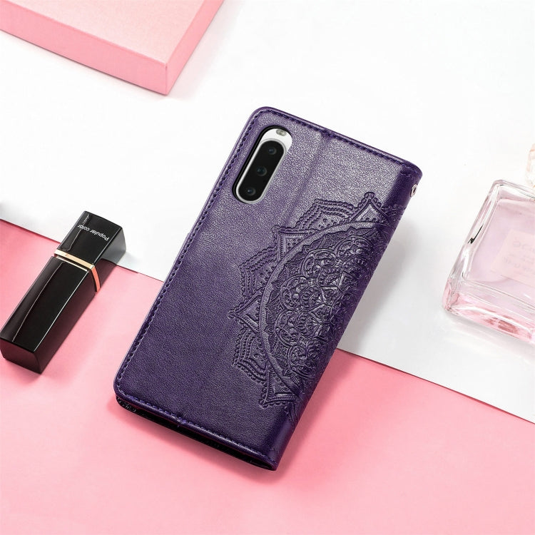 For Sony Xperia 10 IV Mandala Flower Embossed Leather Phone Case(Purple) - Sony Cases by buy2fix | Online Shopping UK | buy2fix