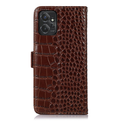 For Motorola Moto G Power 2023 Crocodile Top Layer Cowhide Leather Phone Case(Brown) - Motorola Cases by buy2fix | Online Shopping UK | buy2fix