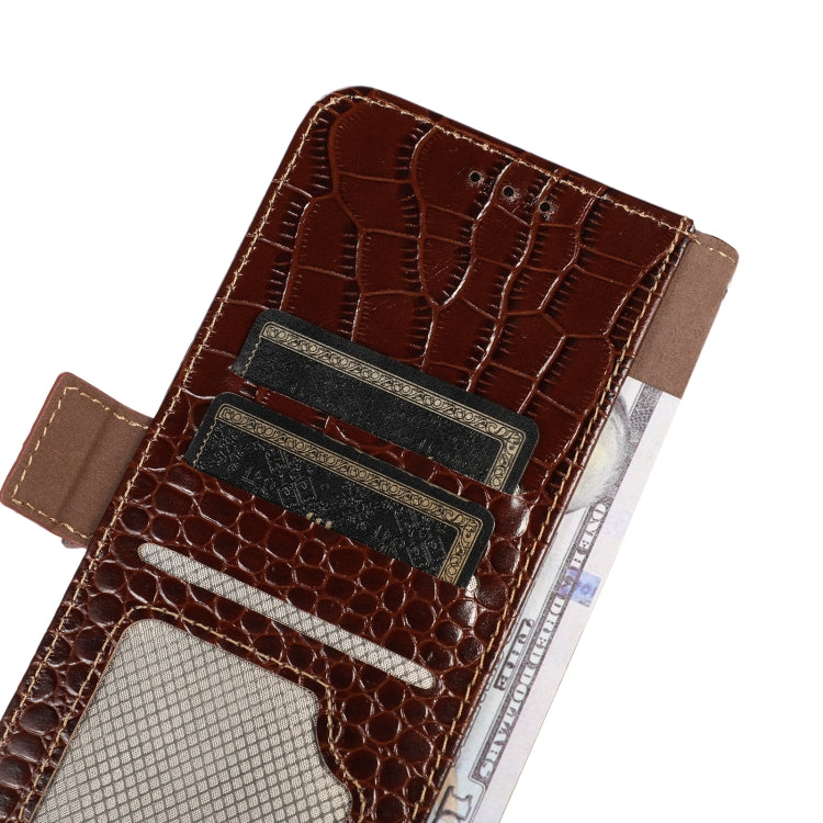 For Motorola Moto G14 4G Crocodile Top Layer Cowhide Leather Phone Case(Brown) - Motorola Cases by buy2fix | Online Shopping UK | buy2fix