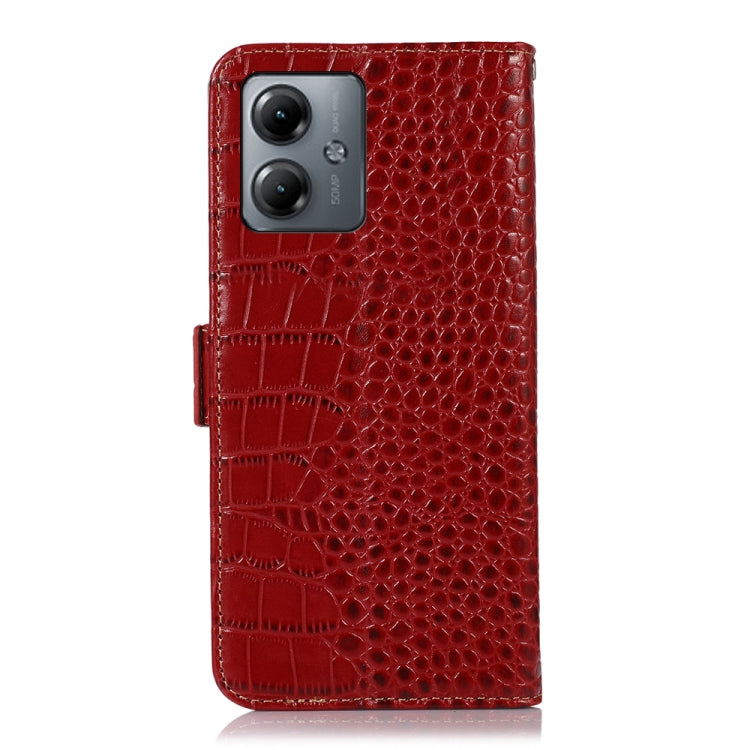 For Motorola Moto G14 4G Crocodile Top Layer Cowhide Leather Phone Case(Red) - Motorola Cases by buy2fix | Online Shopping UK | buy2fix