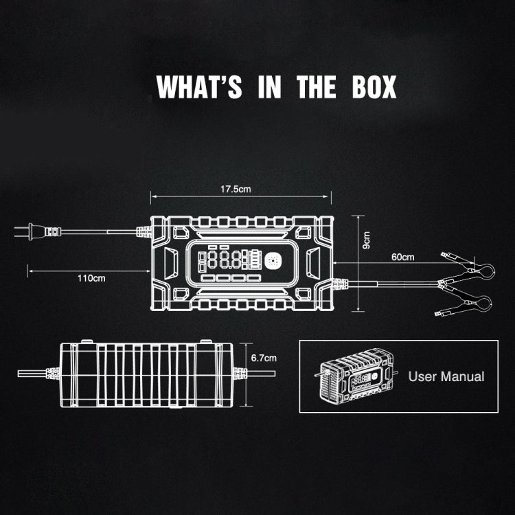 FOXSUR 12V / 24V / 10A Car / Motorcycle Battery Smart Repair Lead-acid Battery Charger, Plug Type:EU Plug - Battery Charger by FOXSUR | Online Shopping UK | buy2fix