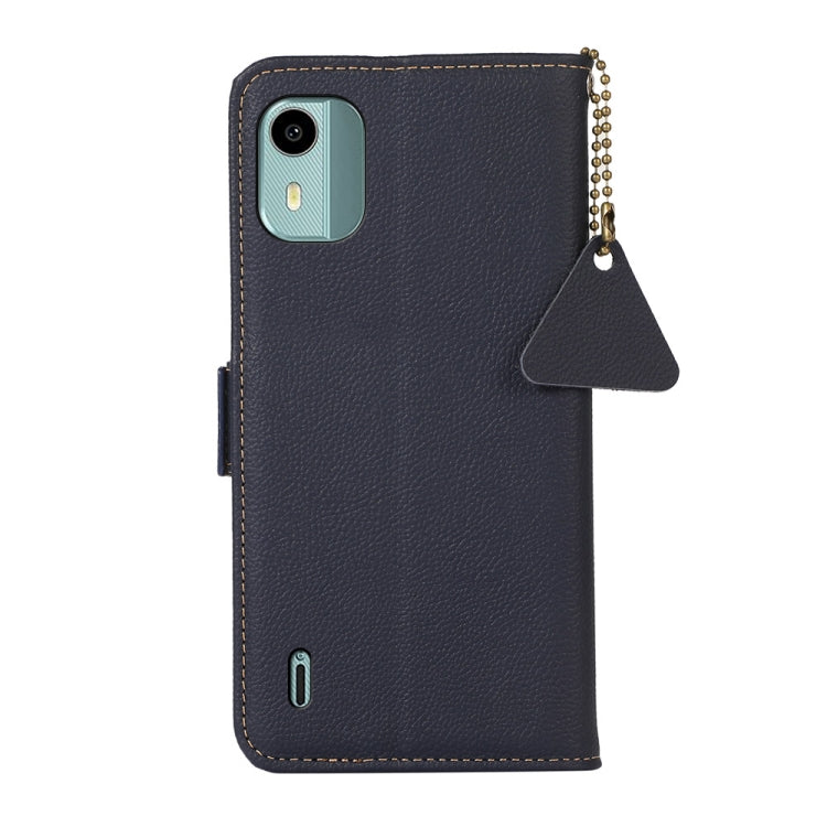 For Nokia C12 4G Side-Magnetic TJ Genuine Leather RFID Phone Case(Blue) - Honor Cases by buy2fix | Online Shopping UK | buy2fix