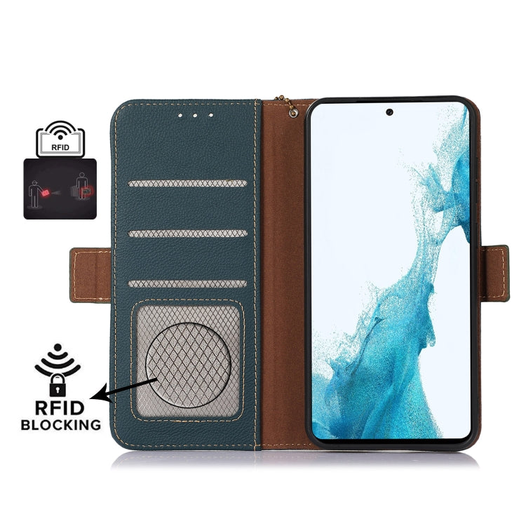 For Google Pixel 8 Pro Side-Magnetic TJ Genuine Leather RFID Phone Case(Green) - Google Cases by buy2fix | Online Shopping UK | buy2fix