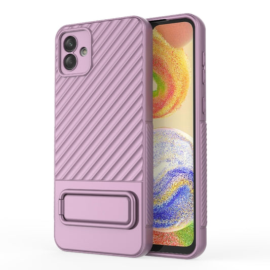 For Samsung Galaxy A04 4G Wavy Texture TPU Phone Case with Lens Film(Purple) - Galaxy Phone Cases by buy2fix | Online Shopping UK | buy2fix