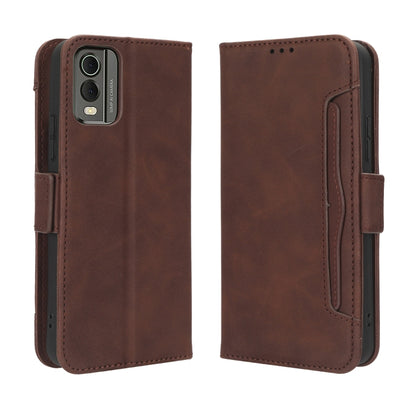 For Nokia C32 4G Skin Feel Calf Texture Card Slots Leather Phone Case(Brown) - Nokia Cases by buy2fix | Online Shopping UK | buy2fix