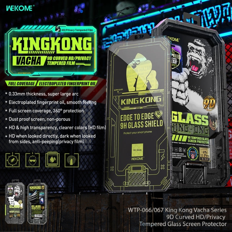 For iPhone 14 WK WTP-066 King Kong Vacha 9D Curved HD Tempered Glass Film(Black) - iPhone 14 Tempered Glass by WK | Online Shopping UK | buy2fix