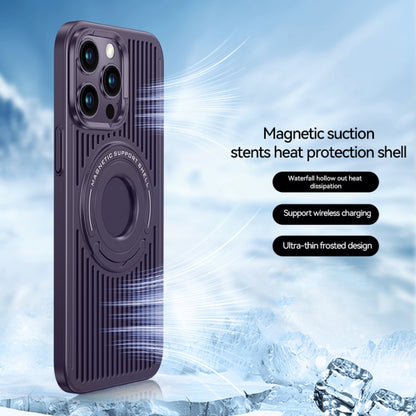 For iPhone 14 Pro Cooling MagSafe Magnetic Ring Holder Phone Case(Purple) - iPhone 14 Pro Cases by buy2fix | Online Shopping UK | buy2fix