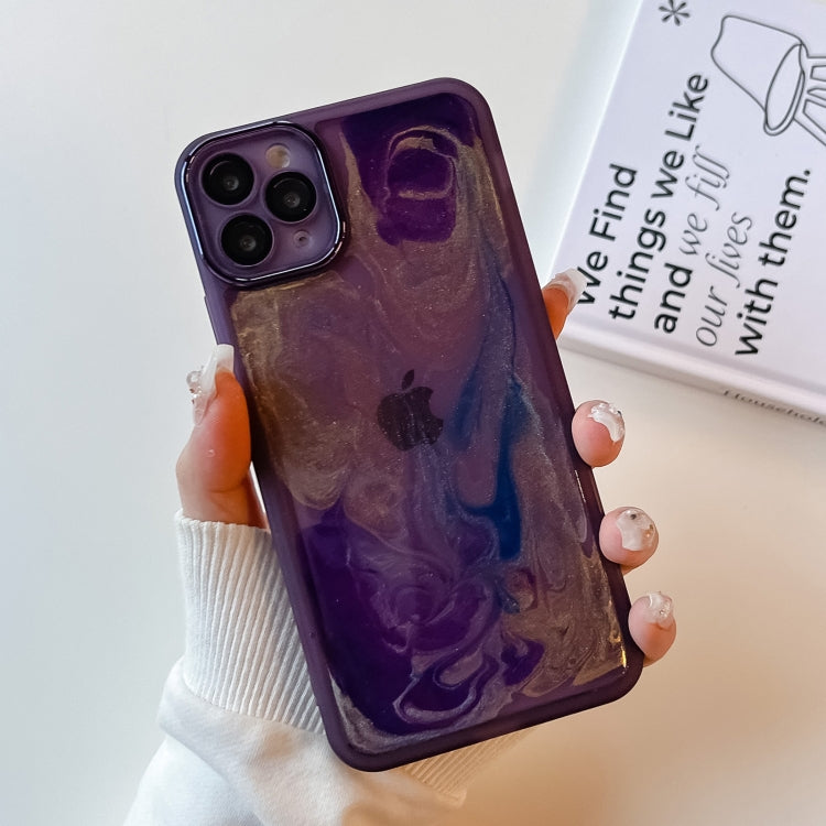 For iPhone 11 Pro Max Oil Painting Electroplating TPU Phone Case(Purple) - iPhone 11 Pro Max Cases by buy2fix | Online Shopping UK | buy2fix