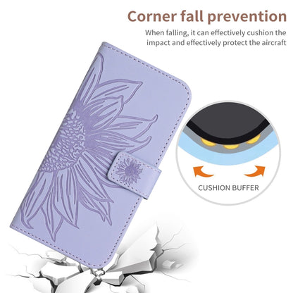 For Xiaomi Poco F5 Skin Feel Sun Flower Embossed Flip Leather Phone Case with Lanyard(Purple) - Xiaomi Cases by buy2fix | Online Shopping UK | buy2fix