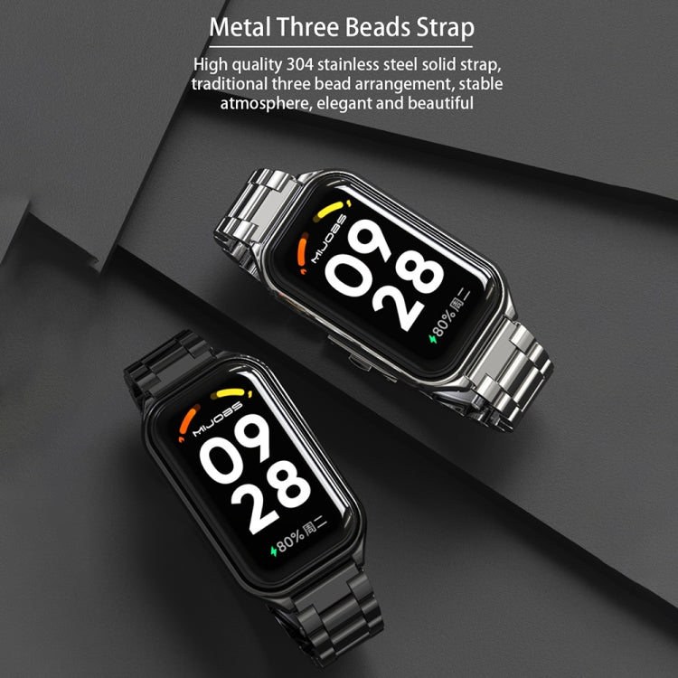 For Redmi Band 2 Mijobs Metal Shell + Three-Bead Stainless Steel Watch Band(Silver) - Watch Bands by MIJOBS | Online Shopping UK | buy2fix