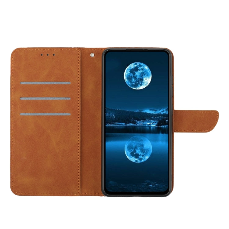 For Xiaomi POCO F5 Pro 5G Stitching Embossed Leather Phone Case(Brown) - Xiaomi Cases by buy2fix | Online Shopping UK | buy2fix