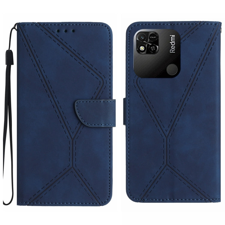 For Xiaomi Redmi 10A Stitching Embossed Leather Phone Case(Blue) - Xiaomi Cases by buy2fix | Online Shopping UK | buy2fix