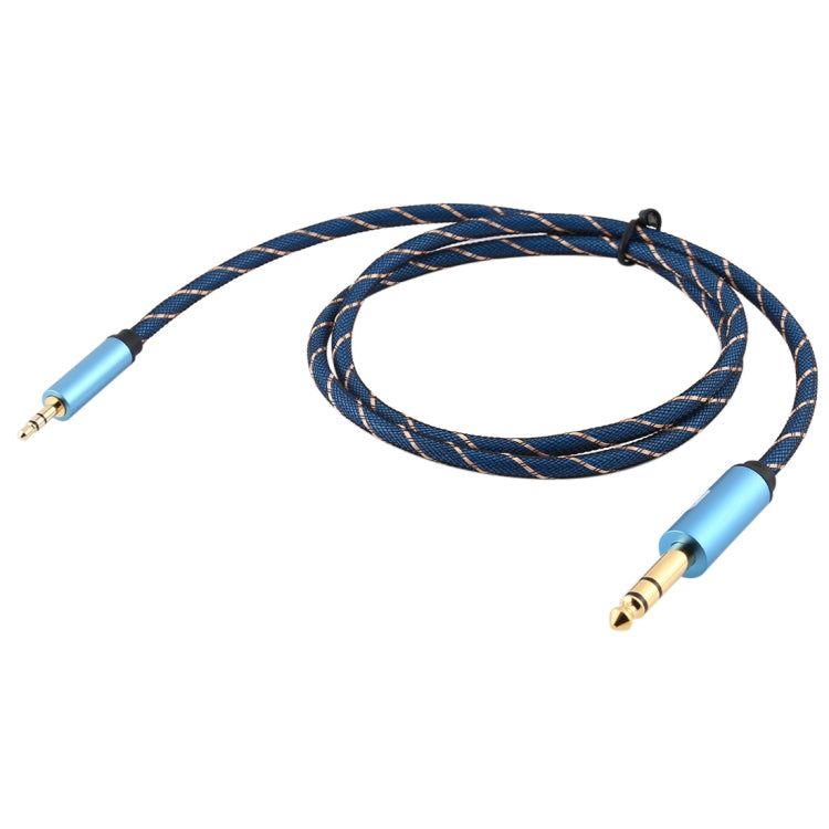 EMK 3.5mm Jack Male to 6.35mm Jack Male Gold Plated Connector Nylon Braid AUX Cable for Computer / X-BOX / PS3 / CD / DVD, Cable Length:1.5m(Dark Blue) - Audio Optical Cables by EMK | Online Shopping UK | buy2fix