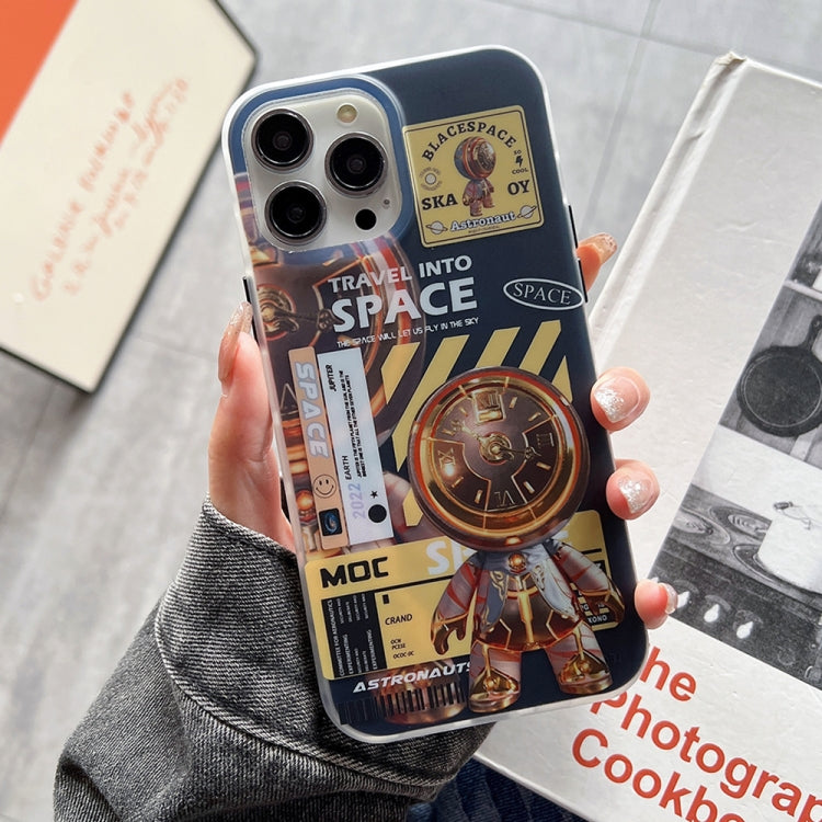 For iPhone 14 Plus Dual-side IMD Astronaut Frosted Phone Case(Black Gold) - iPhone 14 Plus Cases by buy2fix | Online Shopping UK | buy2fix