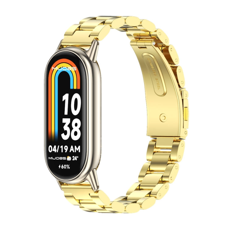 For Xiaomi Mi Band 8 / 9 / 9 NFC Mijobs Three Bead Stainless Steel Watch Band(Gold+Light Gold) - Watch Bands by MIJOBS | Online Shopping UK | buy2fix