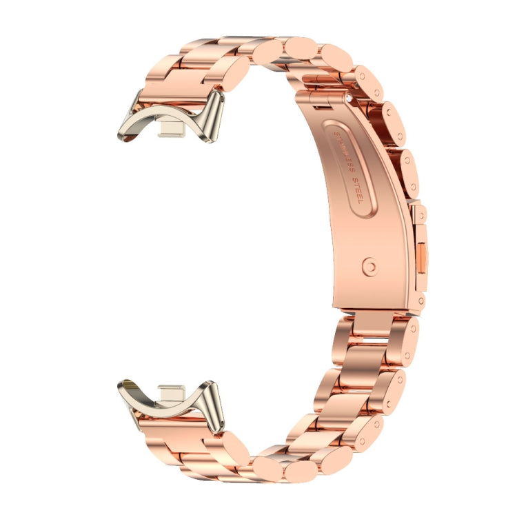 For Xiaomi Mi Band 8 / 9 / 9 NFC Mijobs Three Bead Stainless Steel Watch Band(Rose Gold+Light Gold) - Watch Bands by MIJOBS | Online Shopping UK | buy2fix