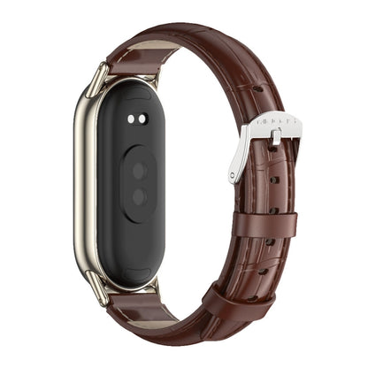 For Xiaomi Mi Band 8 / 9 / 9 NFC Mijobs Genuine Leather Watch Band(Bamboo Coffee Light Gold) - Watch Bands by MIJOBS | Online Shopping UK | buy2fix