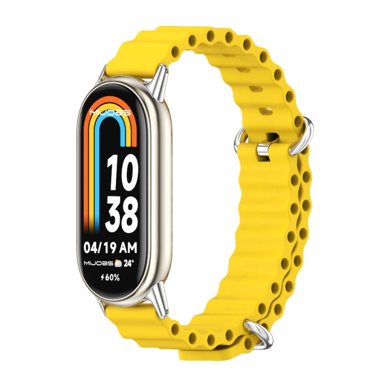 For Xiaomi Mi Band 8 / 9 / 9 NFC Mijobs Marine Silicone Breathable Watch Band(Yellow Silver) - Watch Bands by MIJOBS | Online Shopping UK | buy2fix