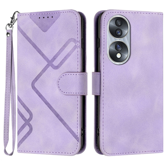 For Honor 70 Line Pattern Skin Feel Leather Phone Case(Light Purple) - Honor Cases by buy2fix | Online Shopping UK | buy2fix