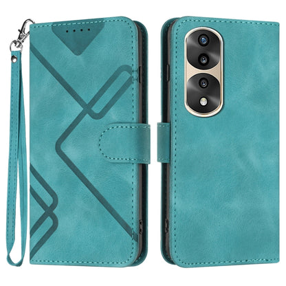 For Honor 70 Pro / 70 Pro+ Line Pattern Skin Feel Leather Phone Case(Light Blue) - Honor Cases by buy2fix | Online Shopping UK | buy2fix