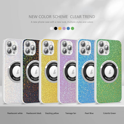 For iPhone 14 Colorful Glitter Magnetic Magsafe TPU + PC Phone Case(Colorful Green) - iPhone 14 Cases by buy2fix | Online Shopping UK | buy2fix