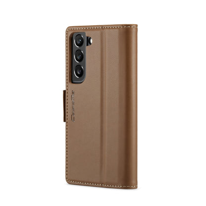 For Samsung Galaxy S22+ 5G CaseMe 023 Butterfly Buckle Litchi Texture RFID Anti-theft Leather Phone Case(Brown) - Galaxy S22+ 5G Cases by CaseMe | Online Shopping UK | buy2fix