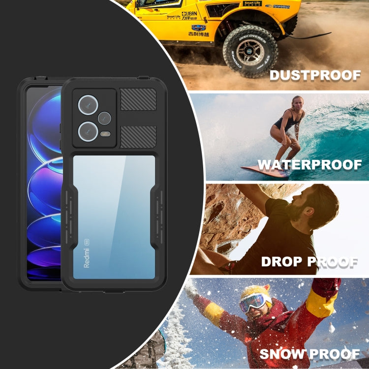 For Xiaomi Redmi Note 12 Pro 5G Global RedPepper IP68 Life Waterproof Phone Case(Black) - Note 12 Pro Cases by RedPepper | Online Shopping UK | buy2fix