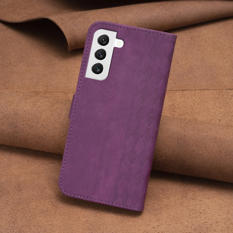 For Samsung Galaxy S22 5G Plaid Embossed Leather Phone Case(Purple) - Galaxy S22 5G Cases by buy2fix | Online Shopping UK | buy2fix