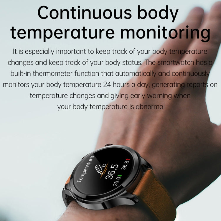 TK22 1.39 inch IP67 Waterproof Leather Band Smart Watch Supports ECG / Non-invasive Blood Sugar(Brown) - Smart Watches by buy2fix | Online Shopping UK | buy2fix