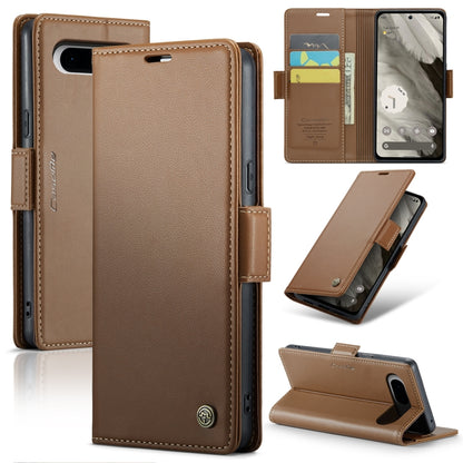 For Google Pixel 8 CaseMe 023 Butterfly Buckle Litchi Texture RFID Anti-theft Leather Phone Case(Brown) - Google Cases by CaseMe | Online Shopping UK | buy2fix