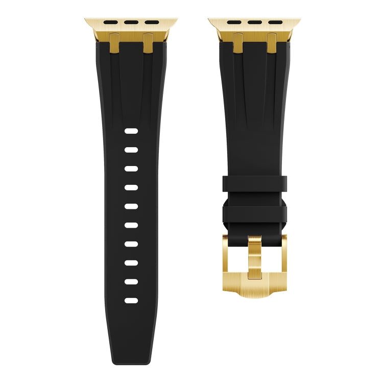 AP Silicone Watch Band For Apple Watch SE 2023 40mm(Gold Black) - Watch Bands by buy2fix | Online Shopping UK | buy2fix