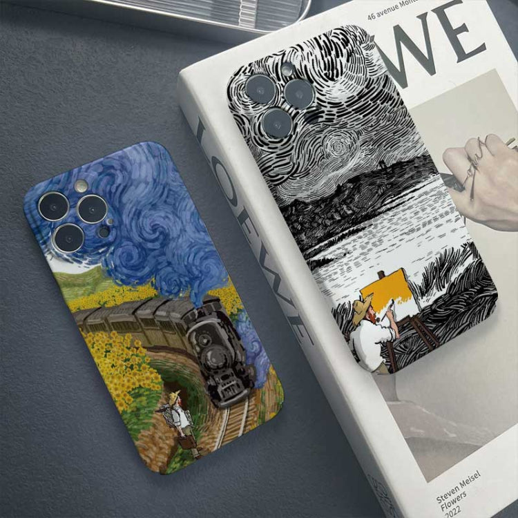 For iPhone X / XS Precise Hole Oil Painting Pattern PC Phone Case(Evening Breeze) - More iPhone Cases by buy2fix | Online Shopping UK | buy2fix