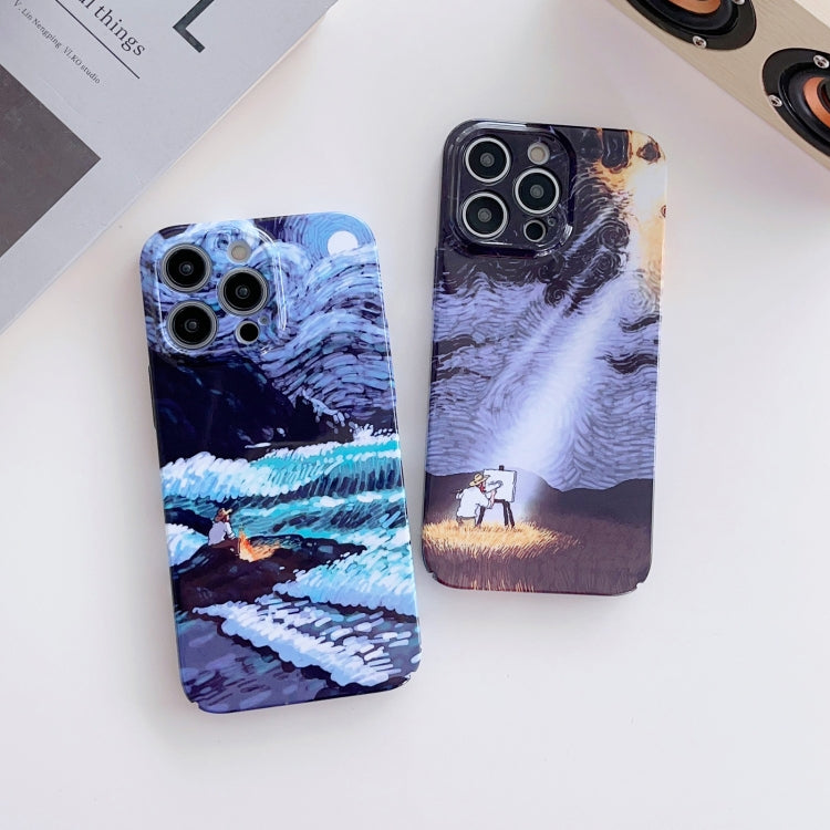 For iPhone 14 Precise Hole Oil Painting Pattern PC Phone Case(Shine) - iPhone 14 Cases by buy2fix | Online Shopping UK | buy2fix