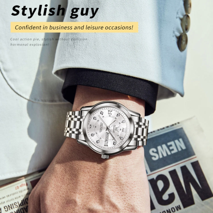 OLEVS 5513 Men Business Luminous Waterproof Quartz Watch(White) - Metal Strap Watches by OLEVS | Online Shopping UK | buy2fix