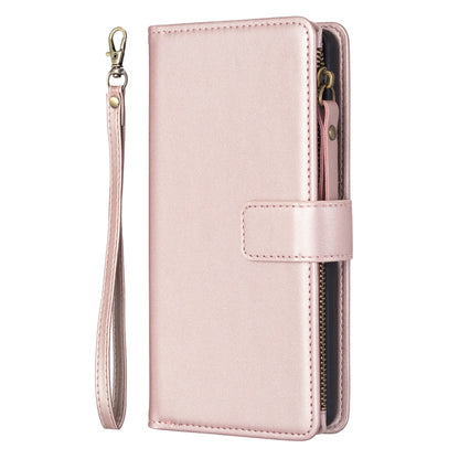 For Samsung Galaxy S23 5G 9 Card Slots Zipper Wallet Leather Flip Phone Case(Rose Gold) - Galaxy S23 5G Cases by buy2fix | Online Shopping UK | buy2fix