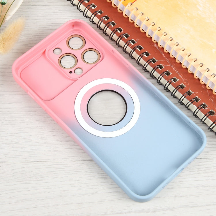 For iPhone 13 Pro Max Gradient Silicone Shockproof Magsafe Phone Case with Lens Film(Pink Blue) - iPhone 13 Pro Max Cases by buy2fix | Online Shopping UK | buy2fix