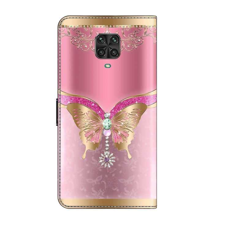 For Xiaomi Redmi Note 9 Pro Crystal 3D Shockproof Protective Leather Phone Case(Pink Bottom Butterfly) - Xiaomi Cases by buy2fix | Online Shopping UK | buy2fix