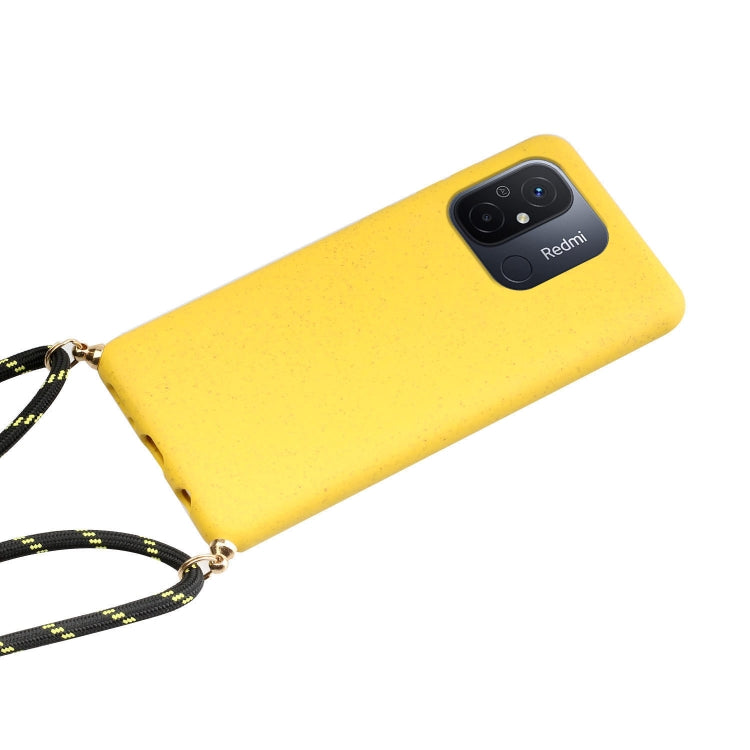 For Xiaomi Redmi 12C Wheat Straw Material + TPU Phone Case with Lanyard(Yellow) - Xiaomi Cases by buy2fix | Online Shopping UK | buy2fix