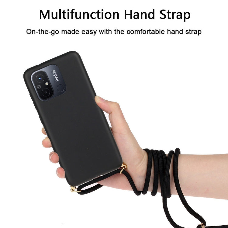 For Xiaomi Redmi 12C Wheat Straw Material + TPU Phone Case with Lanyard(Black) - Xiaomi Cases by buy2fix | Online Shopping UK | buy2fix