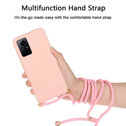 For Xiaomi Redmi Note 12S Wheat Straw Material + TPU Phone Case with Lanyard(Pink) - Xiaomi Cases by buy2fix | Online Shopping UK | buy2fix