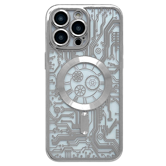 For iPhone 12 Pro Electroplated Circuit Board Pattern MagSafe Phone Case(Silver) - iPhone 12 / 12 Pro Cases by buy2fix | Online Shopping UK | buy2fix