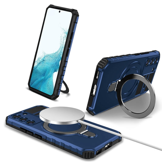 For Samsung Galaxy S22+ 5G MagSafe Magnetic Holder Phone Case(Blue) - Galaxy S22+ 5G Cases by buy2fix | Online Shopping UK | buy2fix