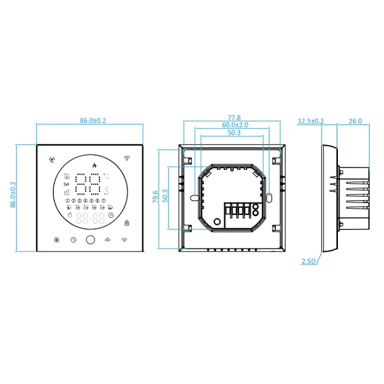 BHT-008GBLW 95-240V AC 16A Smart Home Electric Heating LED Thermostat With WiFi(Black) - Thermostat & Thermometer by buy2fix | Online Shopping UK | buy2fix