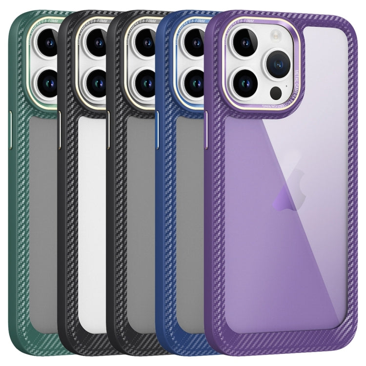 For iPhone 13 Pro Carbon Fiber Transparent Back Panel Phone Case(Purple) - iPhone 13 Pro Cases by buy2fix | Online Shopping UK | buy2fix