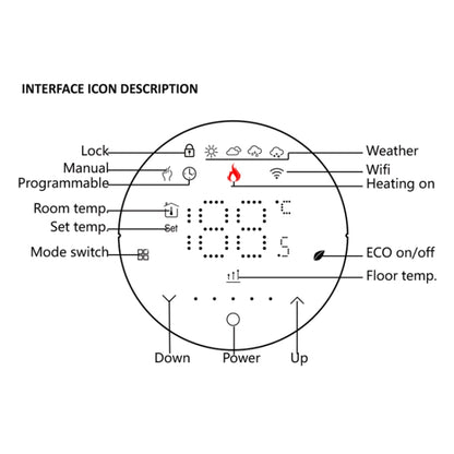 BHT-6001GCLW 95-240V AC 5A Smart Round Thermostat Boiler Heating LED Thermostat With WiFi(Black) - Thermostat & Thermometer by buy2fix | Online Shopping UK | buy2fix