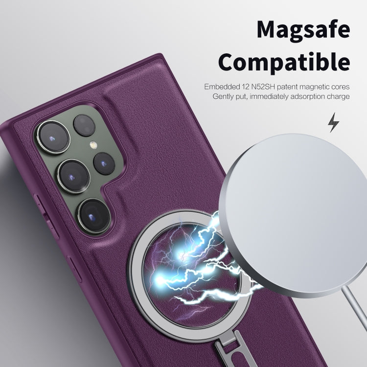 For Samsung Galaxy S23 Ultra 5G MagSafe Magnetic Holder Phone Case(Purple) - Galaxy S23 Ultra 5G Cases by buy2fix | Online Shopping UK | buy2fix